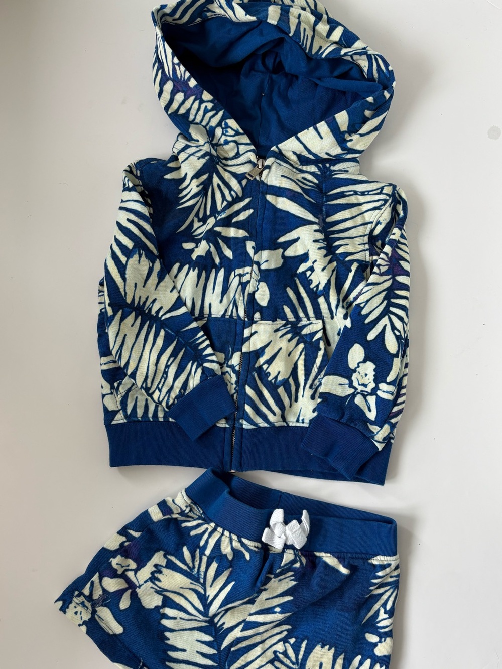 Ralph Lauren Blue Tropical Print Hoodie & Shorts Set